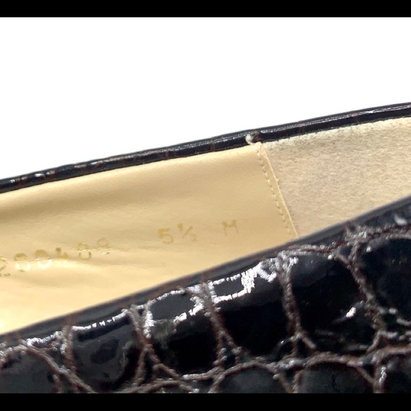 Talbots Vintage Leather Croc Embossed Block Heels - Picture 10 of 10